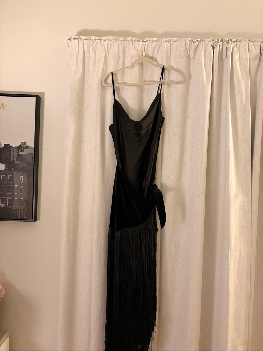 Nwt- zara- long dress with fringing -M - Picture 5 of 7